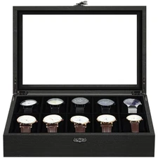 10 Slots Watch Box Solid Wood Watch Case Jewelry Storage Display Case Gift