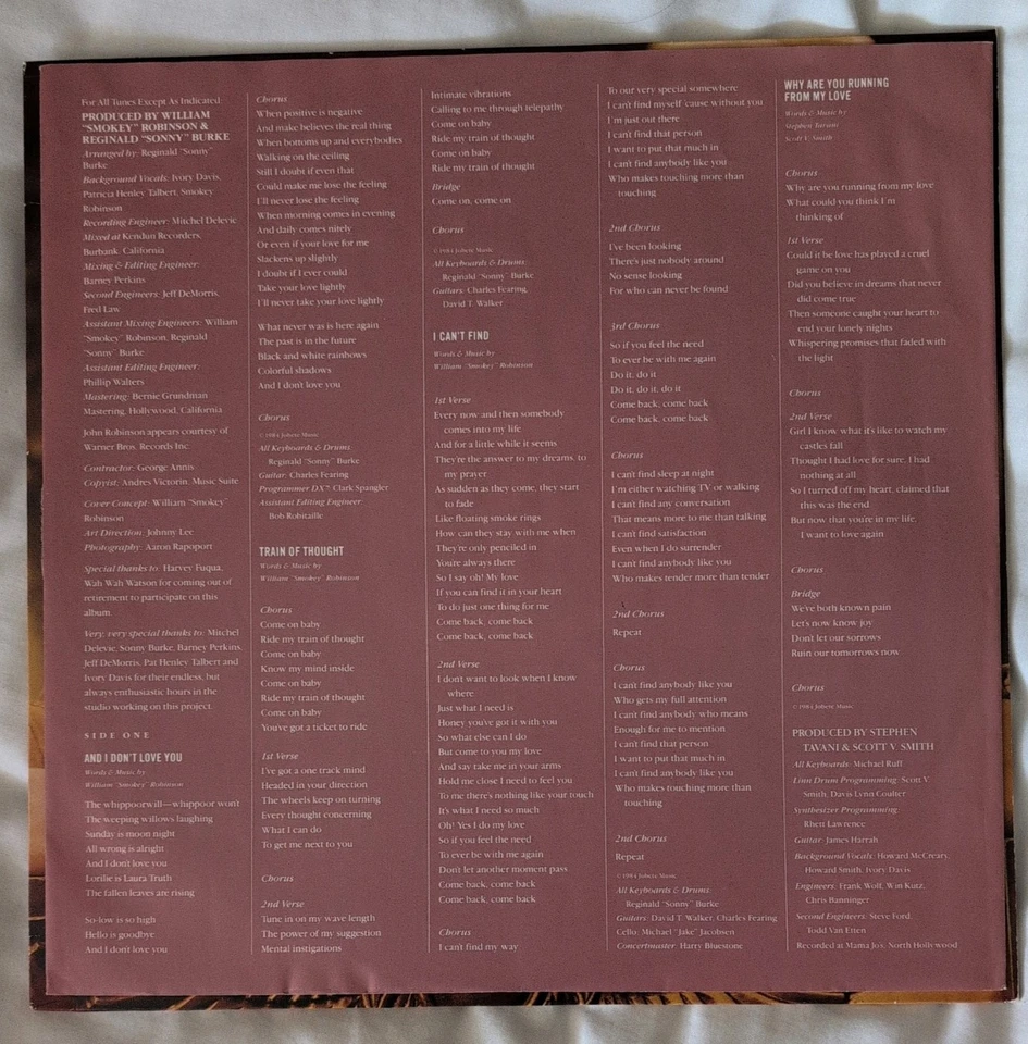 Smokey Robinson - Essar LP 1984 Soul R&B Motown ZL72152 German Press with inner - Image 3 of 4