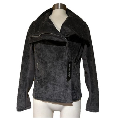 Vegan Suede Moto Jacket Zip BlankNyc Womens Grey Asymmetric Crop Biker Small New