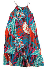 NWT True Destinations Resort Wear Green Pink Tropical Floral Long Maxi Dress L