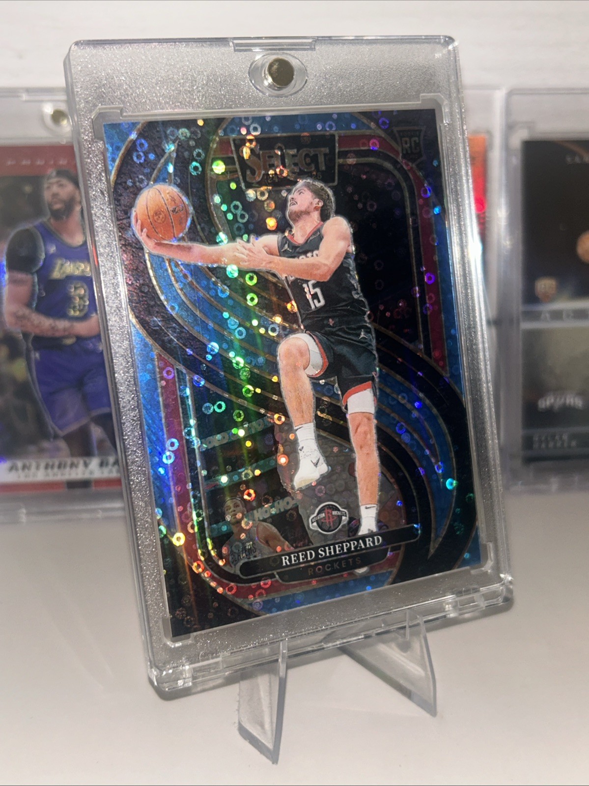 Reed Sheppard RC 2024-25 Panini Select #181 Light Blue Disco Prizm #/99 Rockets