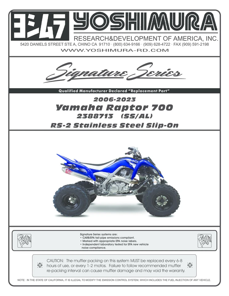 Escape antideslizante de aluminio RS2 con antichispas compatible con 06-23 Raptor 700 2388713 Foto 3 de 4