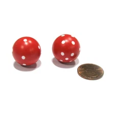 Koplow Round Dice d6 Red w/White (2) New