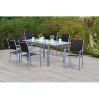 Merxx GartenmöBel Milano Set 7Tlg. 6 Stapelsessel Schwarz + 1 Ausziehtisch