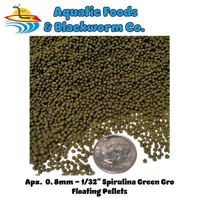 8-lbs  0.8mm  Spirulina Green GRO Floating Pellets for Baby Koi, Pond Fish