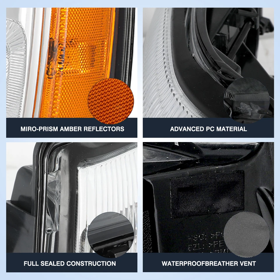 For 2003-2006 Cadillac Escalade HID Xenon Headlights Chrome Headlamp w/Bulbs L+R - Image 3 of 4