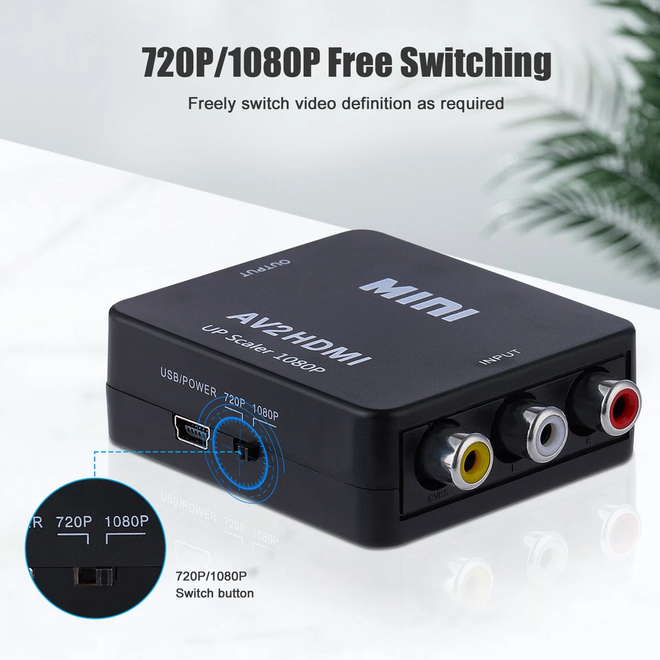 3RCA AV to HDMI HD Converter Composite CVBS Audio Video Adapter Wii NES SNES - Image 2 of 4