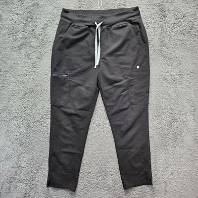 Figs High Waisted Yola Skinny Scrub Pants Women Size Large Black Medical Uniform