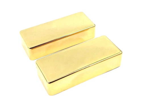 (2) Gold No-Hole Covers for Vintage Gibson® Mini Humbucker Pickups PC-0309-002