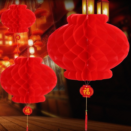 60PCS Chinese Red Plastic Paper Lanterns Hanging Decor for Bar Home Mall Shop - Picture 6 of 12