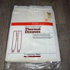 Vintage Thermal Underwear Long Johns Base Layer Large Waffle Knit Made USA New