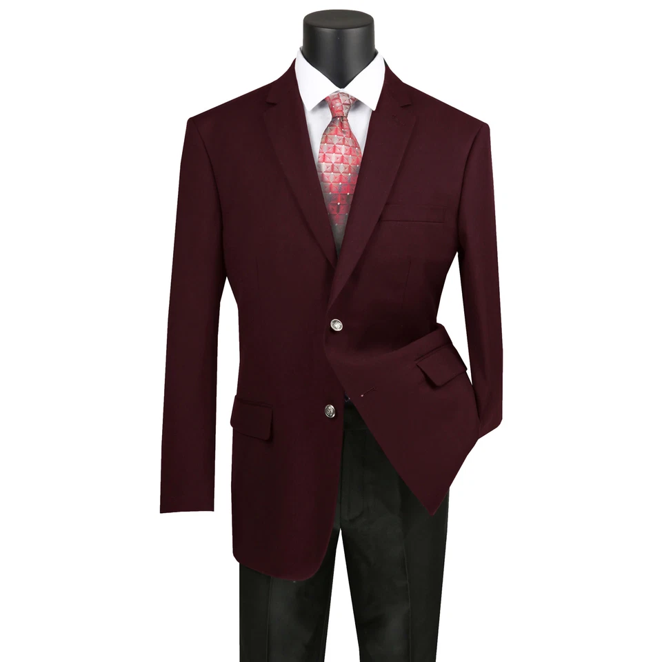 Abrigo deportivo VINCI para hombre borgoña ajuste regular solapa muesca - NUEVO Foto 3 de 3