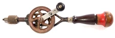 ANTIQUE MILLERS FALLS NO 1 EGG BEATER HAND CRANK DRILL WOOD HANDLE USA 12 1/2” L