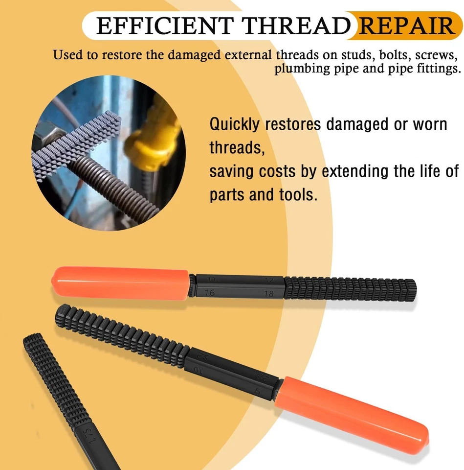 Thread Restorer File Set/Metric and SAE Thread Restoring Chaser File Set - 3PCS - Image 4 of 4