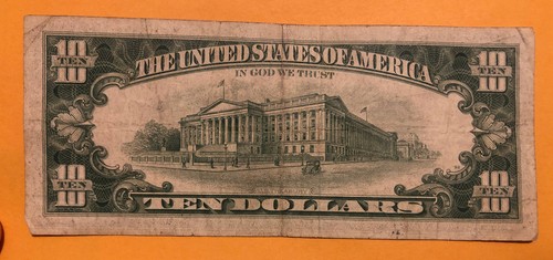 1969 Series $10 FRN B2 District S# B 59348536 B - Picture 2 of 2