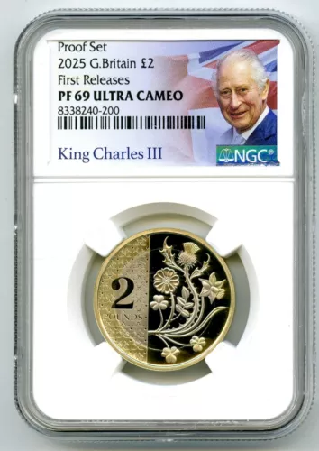 2025 2£ GREAT BRITAIN TWO POUND PROOF NGC PF69 UCAM NATL FLOWERS FIRST RELEASES