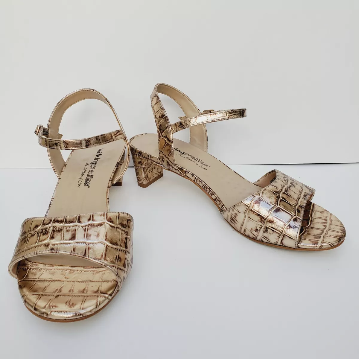 Bronze ankle strap heels sale
