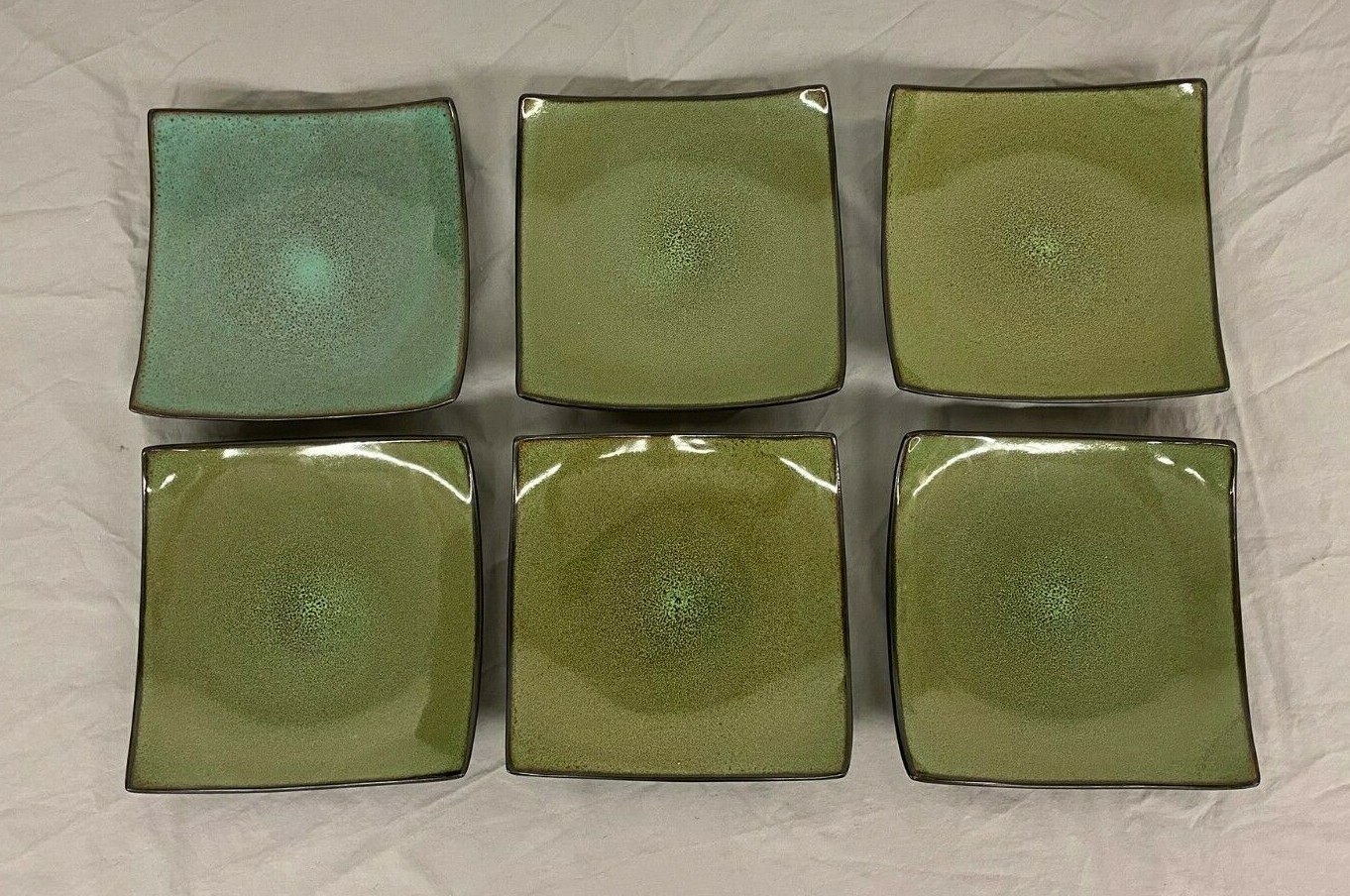 Gabbay Fusion 81/2" Square Stoneware Plates 5x Wasabi & 1x Green GREAT