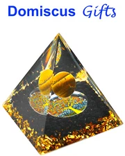 2" NEW! GOLDEN Orb ORGONITE PYRAMID Healing Stones TREE Of LIFE Positive Energy