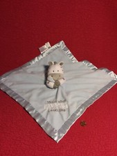 16" Carters ZEBRA SECURITY BLANKET HANDOME blue white gray plush stuffed rattle