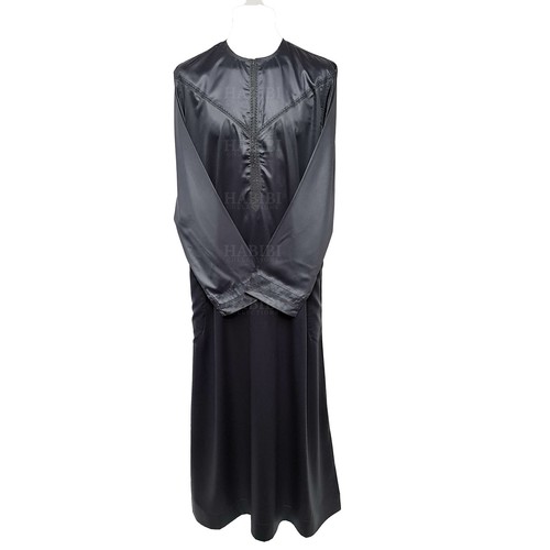 Thawb Jubba Uomo Design Emirati Dishdash Alta Qualità Grigio Lucido - Foto 6 di 6