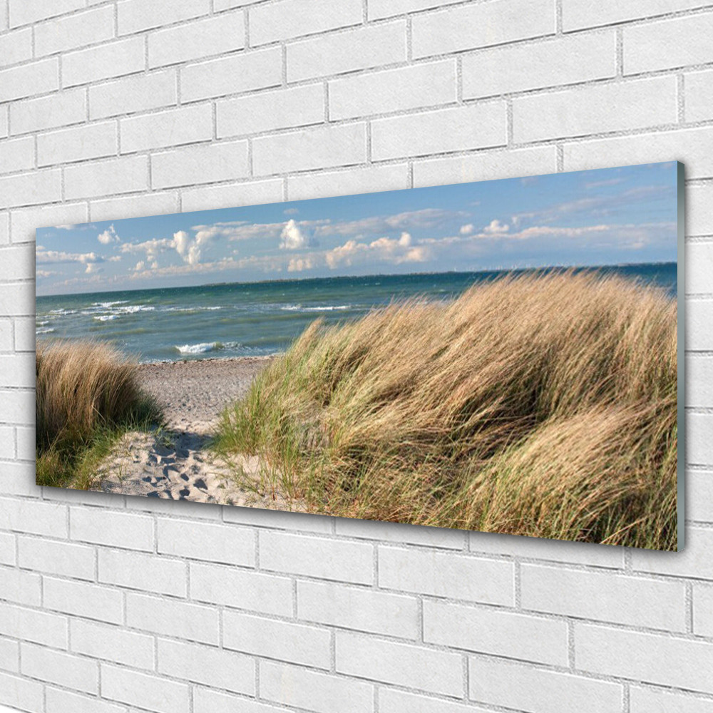 Tableau mer en verre 125x50 pour agrandir visuellement une pièce et illuminer le mur