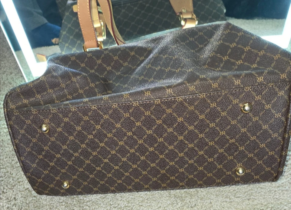 Rioni signature shoulder bag brown L13xW7xH9 10" Strap Gentle Gold "RR" - Image 3 of 4