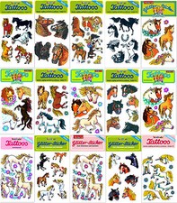 PFERDE + EINHÖRNER - Tattoo Kinder Sticker Geburtstag Mitgebsel Deko Lutz Mauder