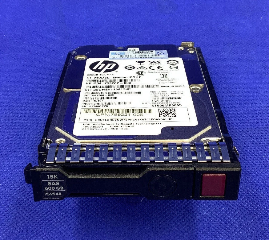 759212-B21 HP 600GB 12G 15K SFF SAS 2.5 SC HDD 759548-001 759202