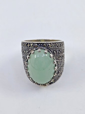 Sterling Silver 925 Aquamarine Ring Natural Gemstone Rhinestone Accent Size 8.25