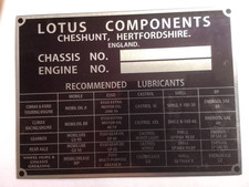 Lotus Type Plate Id-plate Emblem For Elan Super Seven 7 S103 S85