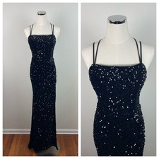 Fashion Nova Black Sequin Sparkle Maxi Long Evening Glam Dress Women Small