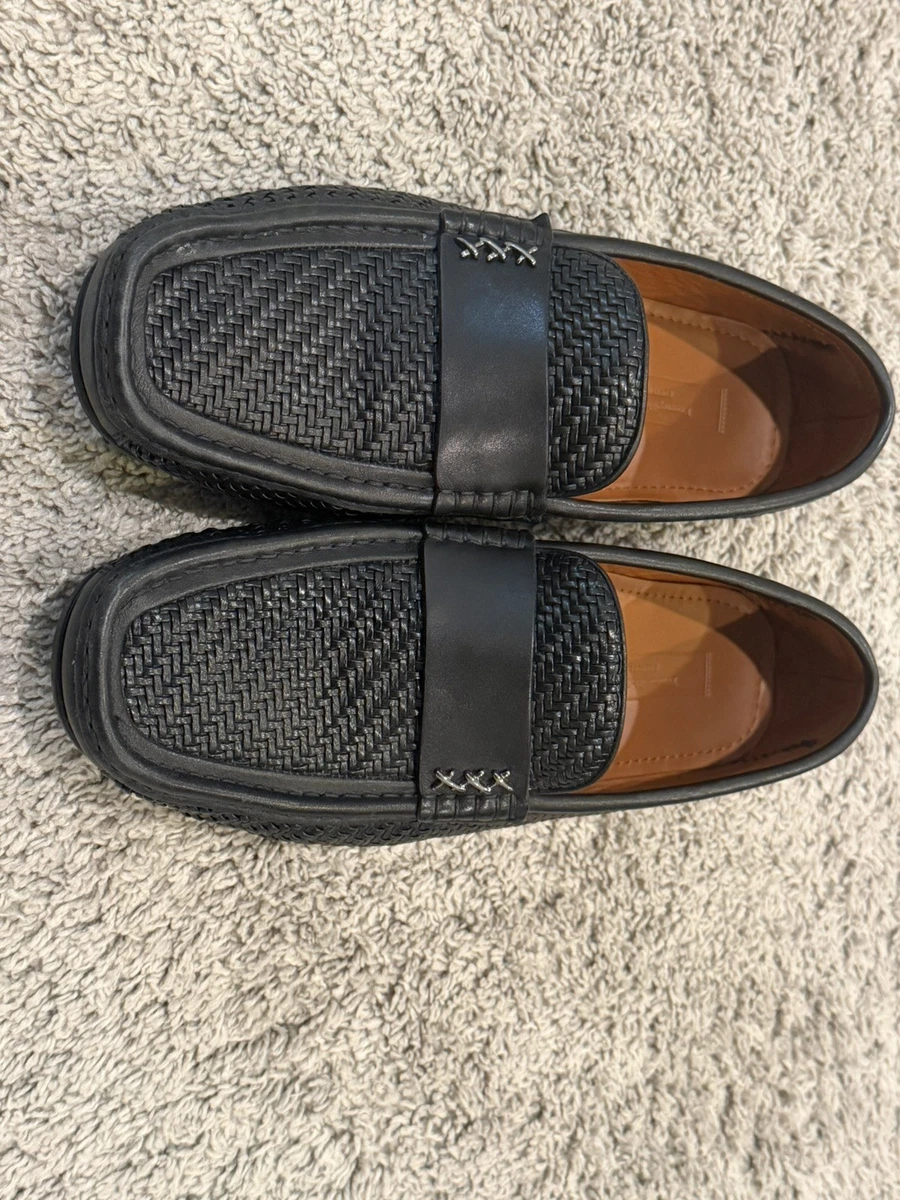 Ermenegildo Zegna Mens Black Woven Leather Driving Loafers A3053X Size 9 US 8 EU Black Ermenegildo Zegna Loafer Casual Shoes for Men for sale  main image 2