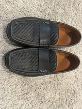 Ermenegildo Zegna Black Woven Leather Driving Shoes Loafers Men  s US 9