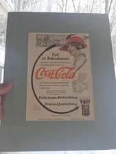 Antique Original 1920s Coca Cola Paper Ad Advertising With Matting