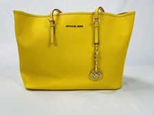 MICHAEL MICHAEL KORS JET SET TRAVEL MD TRAVEL TOTE BAG GENUINE LEATHER CITRUS