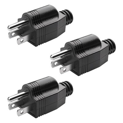 3PCS Electrical Replacement Plug 3 Prong Male Plug End Extension Cord Replacemen