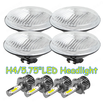 4x For Ford Gran Torino 74-76 5.75'' inch Round Headlight Housing+H4 Hi&Lo bulbs