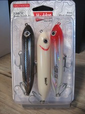 3 Pack Heddon 3.5" Super Spook JR Fishing Lures - Bone - Black Shiner - Red Head