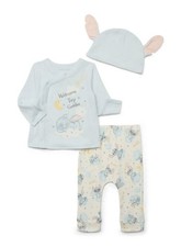 DISNEY BABY Unisex 6-9 Months Lilo Stitch Long-Sleeve Top, Pants Hat Outfit