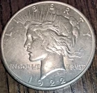 1922-S Peace Dollar; Detached Olive Branch; B-Rev; It Seems Dipped & is Lustrous