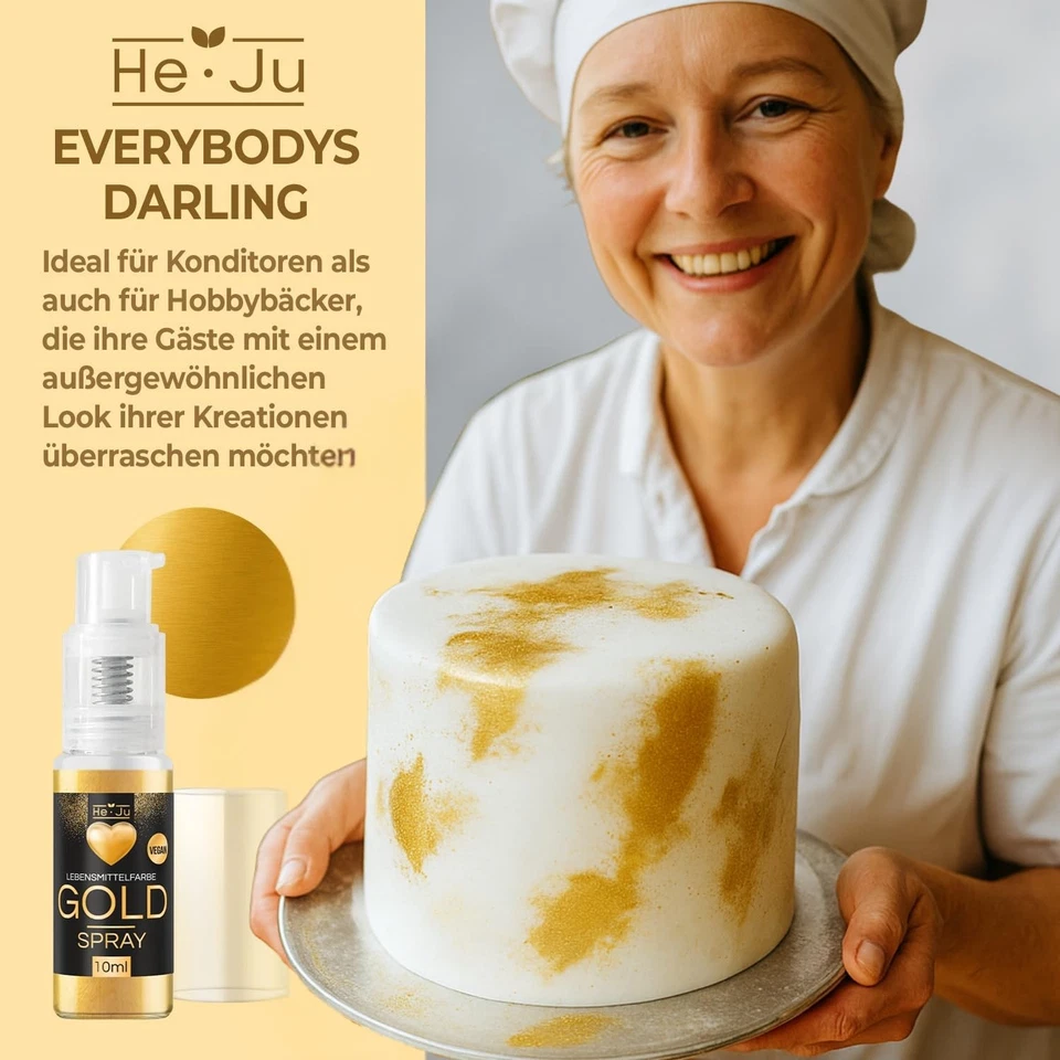 Lebensmittelfarbe Gold Spray 10G Goldpulver Essbar Vegan Und E171 Frei Essbarer - Bild 3 von 4