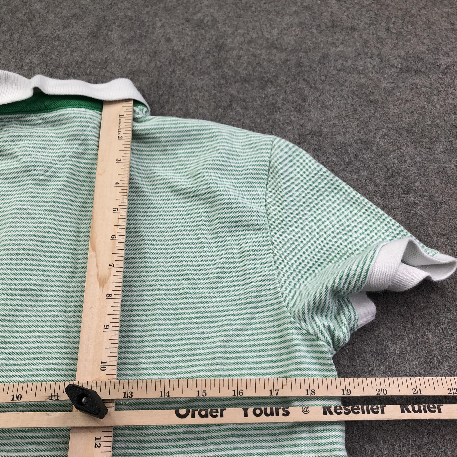 Tommy Hilfiger Polo Shirt Mens Medium Green Stripe Custom Fit Logo Casual thumbnail 11