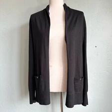 Banana Republic Women's Black Fall Wool Blend Open Front Cardigan Sweater Medium