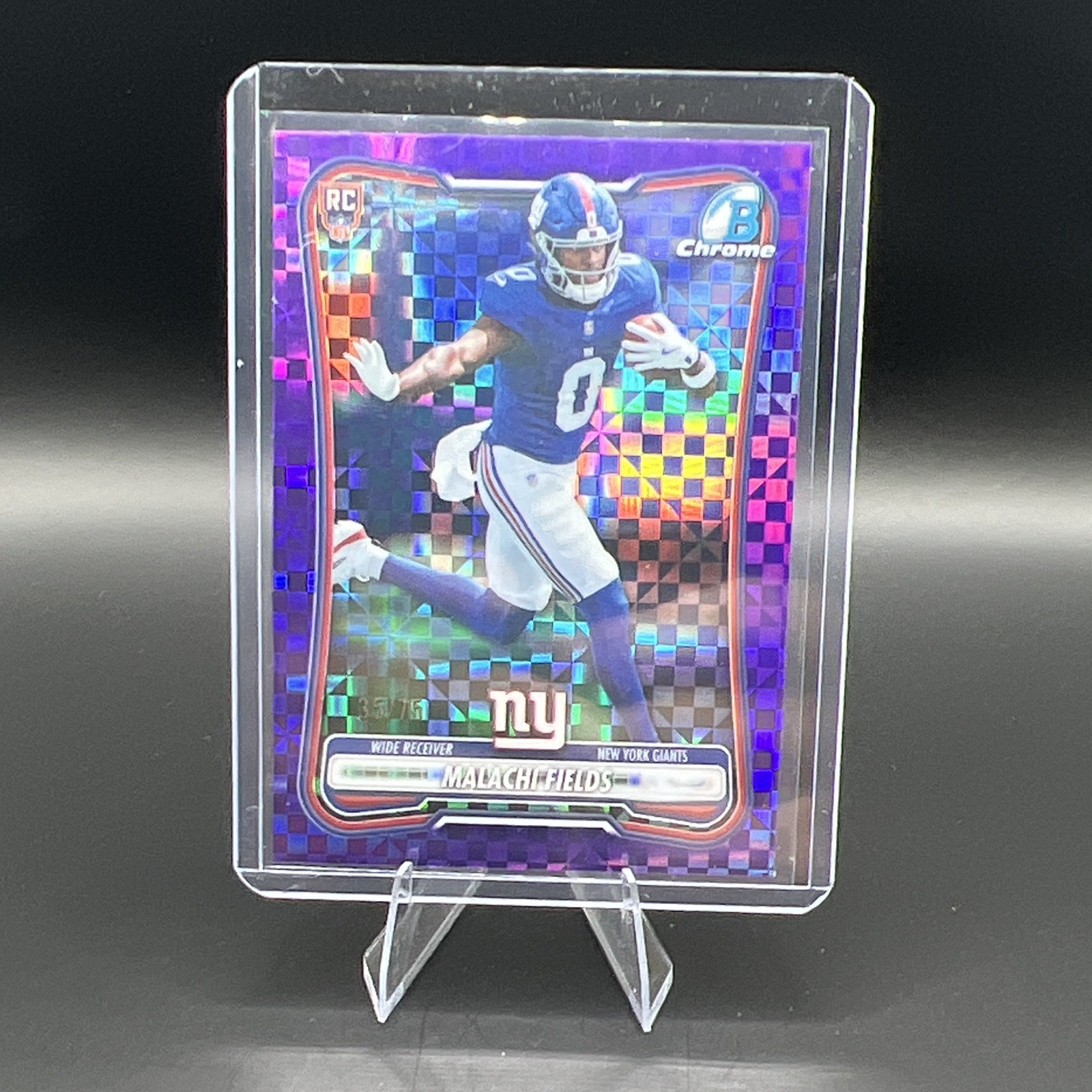 Topps Bowman Chrome 2026 Malachi Fields RC #BCV-129 New York Giants purple  /75