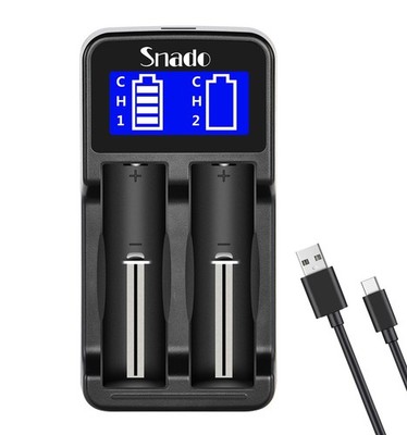 Intelligent Charger, Snado LCD Display Universal Smart Charger 2 Slot, Black 