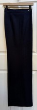 Carolina Herrera SZ 8 Faced Wool Navy Stitched Crease Wide Leg Trousers 32”
