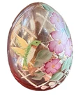 large hummingbird Fenton hand blown and painted egg signed
