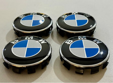 4 BMW 68MM ALLOY WHEEL CENTER CAPS GENUINE  BLACK BACKS E F SERIES