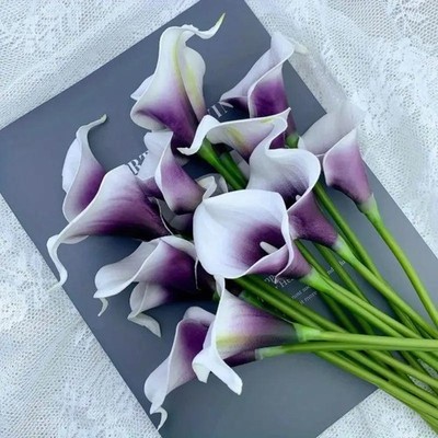 10pcs Artificial Flowers Calla Lily Faux Pu Fake Flowers for Weddings Bouquet Br